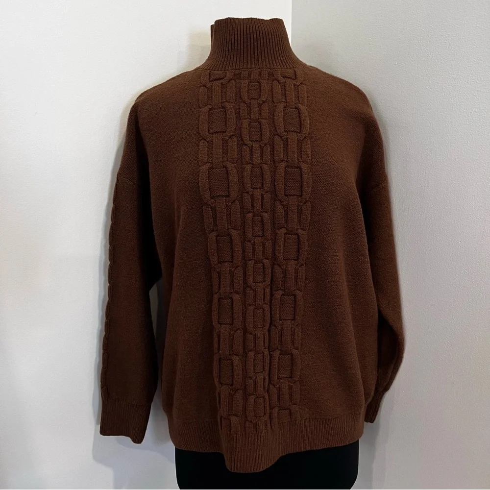 Calvin Klein Tech Knit Mock Neck Sweater in brown